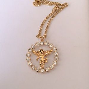4 for $20 Gold Tone Guardian Angel w/CZ Necklace